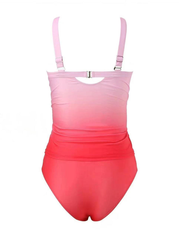 Halter Strap Gradient Beach Vacation One-piece Swimsuit