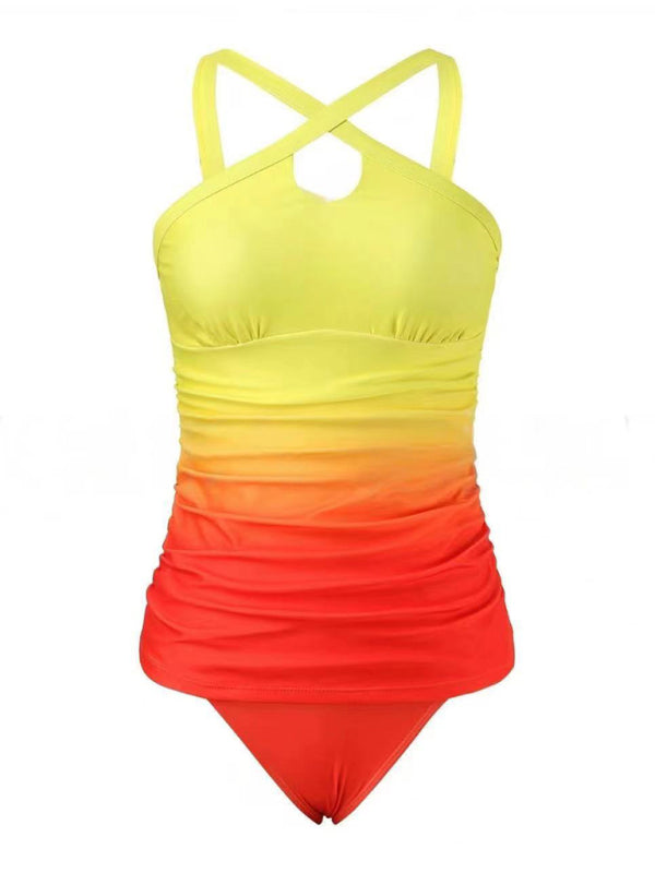 Halter Strap Gradient Beach Vacation One-piece Swimsuit