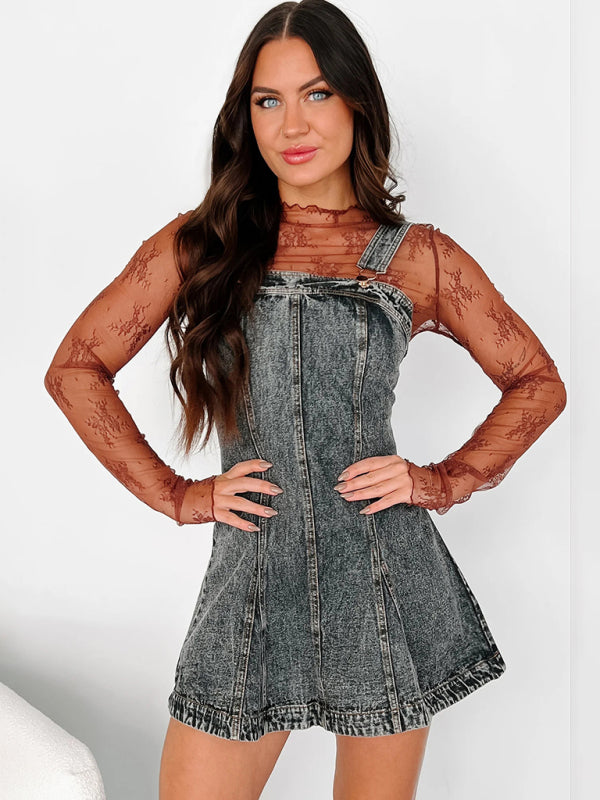 Street Fashion All-match Denim Camisole Mini Dress