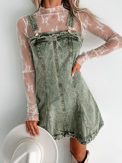 Street Fashion All-match Denim Camisole Mini Dress