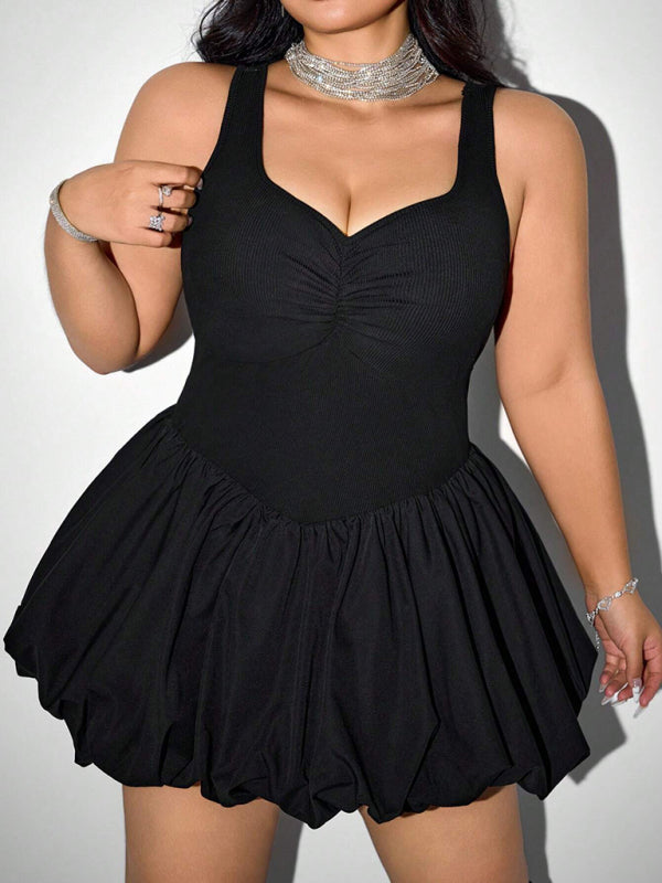 Plus Size Sleeveless High-waist Halter Mini Dress