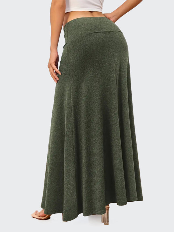 Casual Solid Color A-line Knitted Comfy Skirt