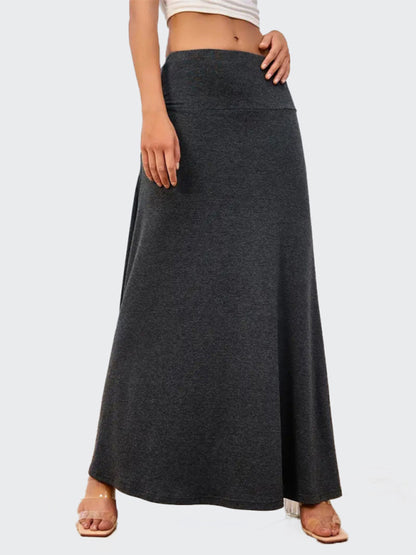 Casual Solid Color A-line Knitted Comfy Skirt