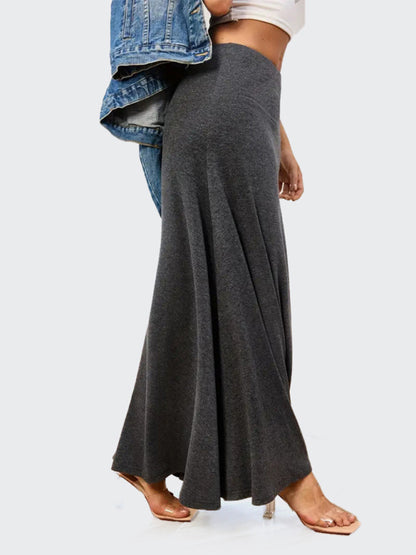 Casual Solid Color A-line Knitted Comfy Skirt