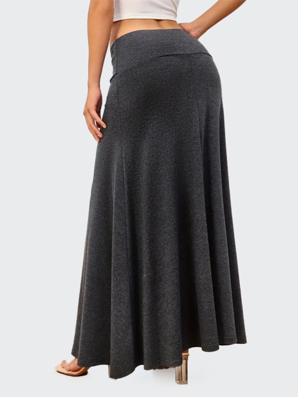 Casual Solid Color A-line Knitted Comfy Skirt