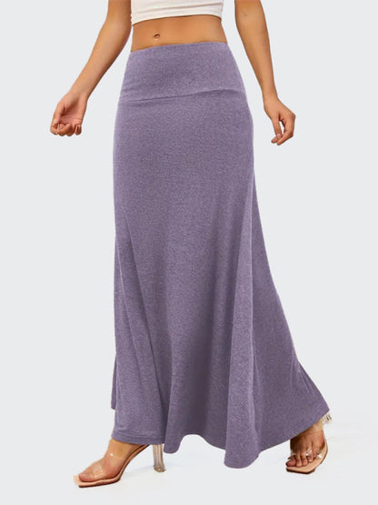 Casual Solid Color A-line Knitted Comfy Skirt