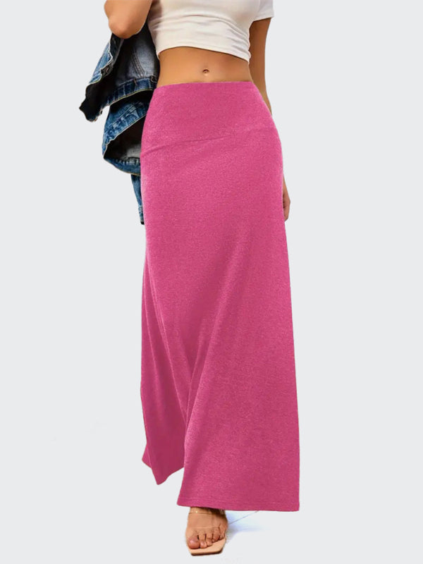 Casual Solid Color A-line Knitted Comfy Skirt