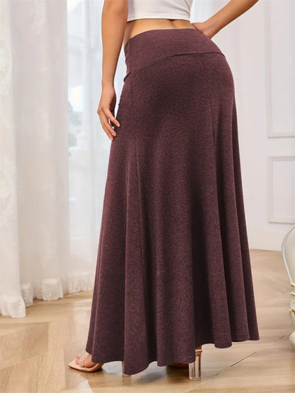 Casual Solid Color A-line Knitted Comfy Skirt