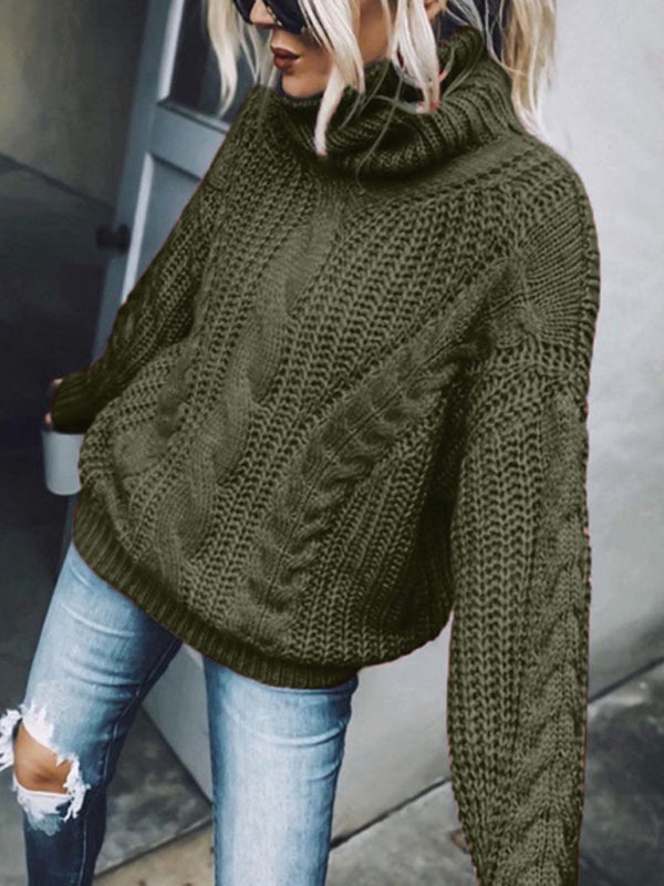 Solid Color Turtleneck Knitted Sweater