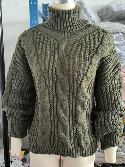 Solid Color Turtleneck Knitted Sweater