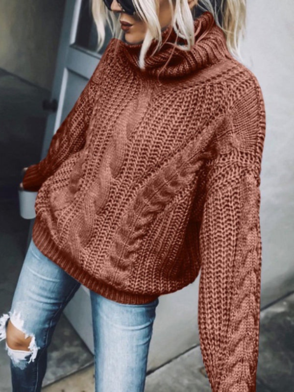 Solid Color Turtleneck Knitted Sweater