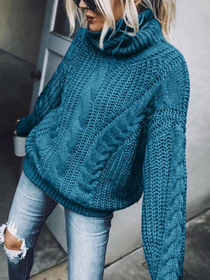 Solid Color Turtleneck Knitted Sweater