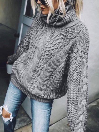 Solid Color Turtleneck Knitted Sweater