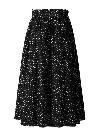 Pleated Ruffle Waist All-match Midi Skirt