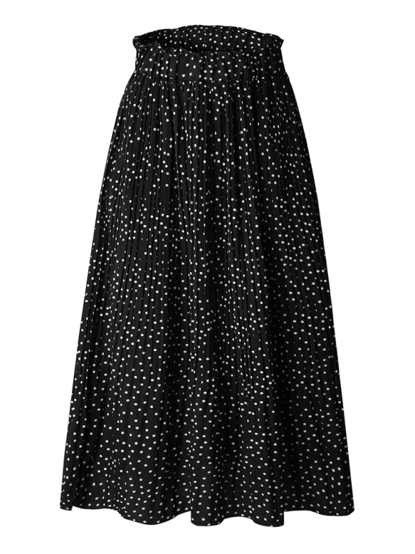 Pleated Ruffle Waist All-match Midi Skirt