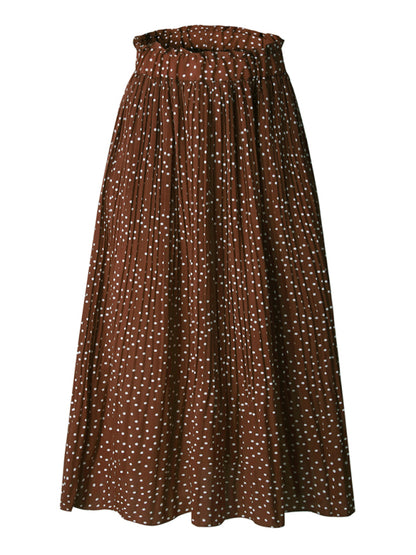 Pleated Ruffle Waist All-match Midi Skirt