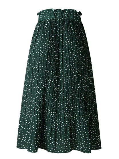 Pleated Ruffle Waist All-match Midi Skirt