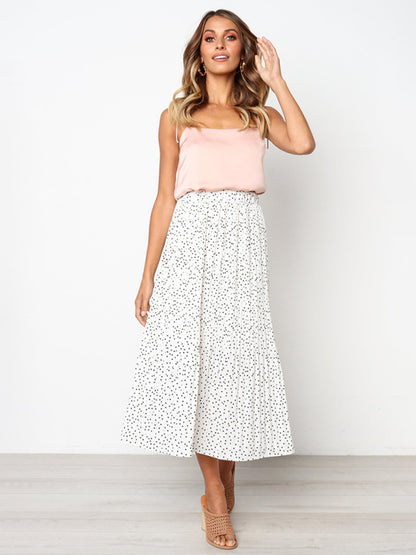 Pleated Ruffle Waist All-match Midi Skirt