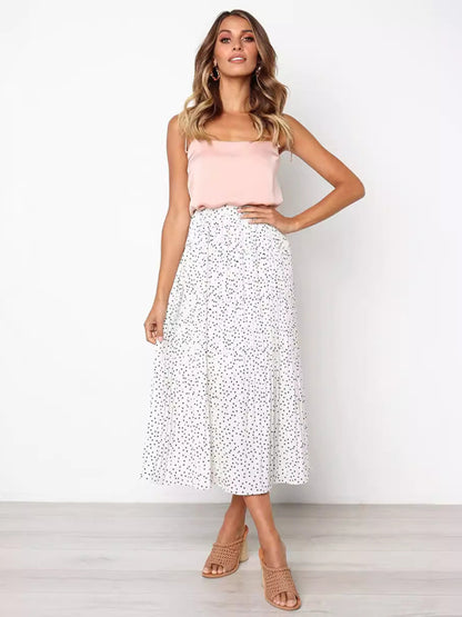 Pleated Ruffle Waist All-match Midi Skirt