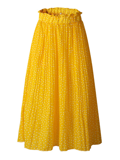 Pleated Ruffle Waist All-match Midi Skirt