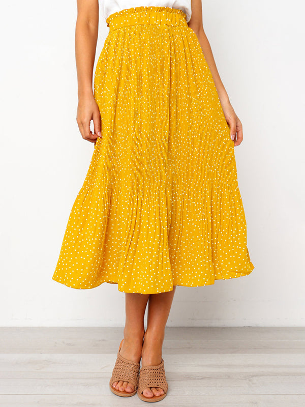 Pleated Ruffle Waist All-match Midi Skirt