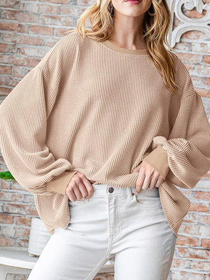 Textured Small Pit Stripe Long-sleeved Casual Sweatshirt