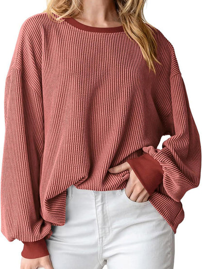 Textured Small Pit Stripe Long-sleeved Casual Sweatshirt