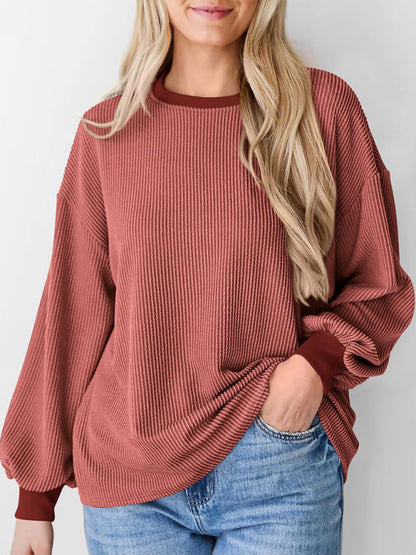 Textured Small Pit Stripe Long-sleeved Casual Sweatshirt