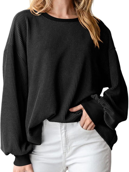 Textured Small Pit Stripe Long-sleeved Casual Sweatshirt