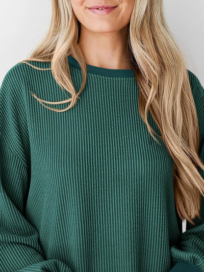 Textured Small Pit Stripe Long-sleeved Casual Sweatshirt