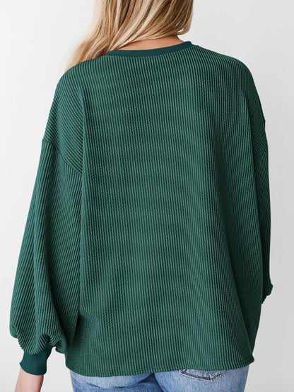 Textured Small Pit Stripe Long-sleeved Casual Sweatshirt