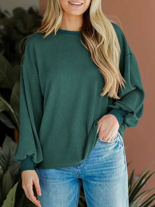 Textured Small Pit Stripe Long-sleeved Casual Sweatshirt