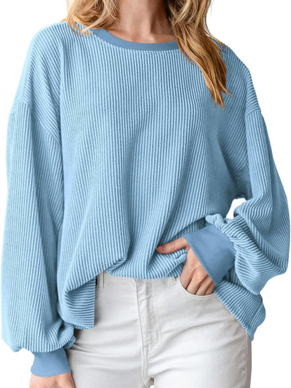 Textured Small Pit Stripe Long-sleeved Casual Sweatshirt