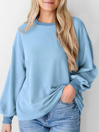 Textured Small Pit Stripe Long-sleeved Casual Sweatshirt