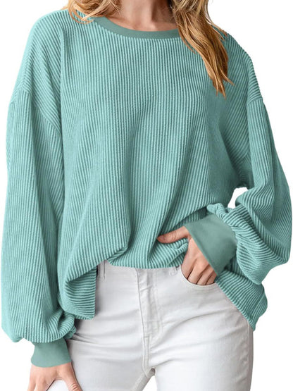 Textured Small Pit Stripe Long-sleeved Casual Sweatshirt