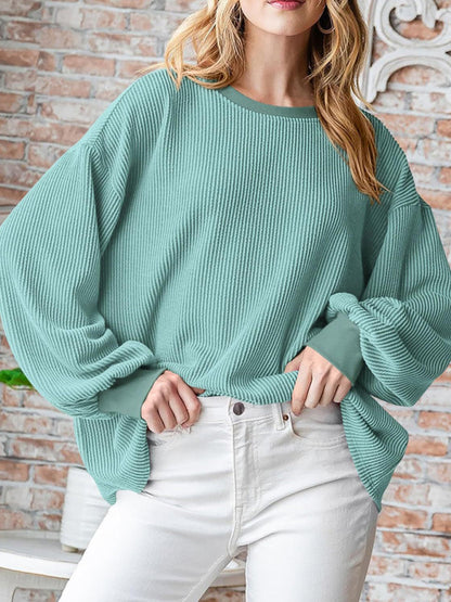 Textured Small Pit Stripe Long-sleeved Casual Sweatshirt