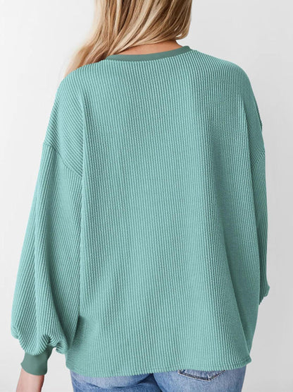 Textured Small Pit Stripe Long-sleeved Casual Sweatshirt