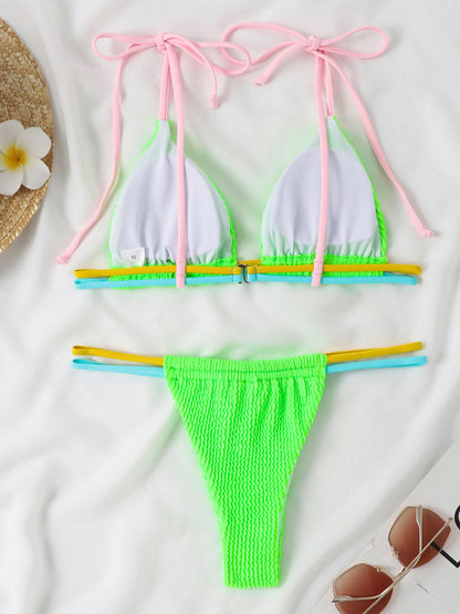 Sexy Brazilian-cut Two-Piece Colorful Multi-String Bikini Swimsuit