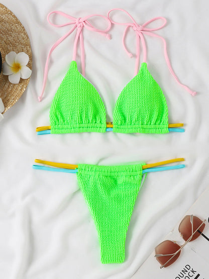 Sexy Brazilian-cut Two-Piece Colorful Multi-String Bikini Swimsuit