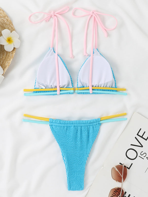 Sexy Brazilian-cut Two-Piece Colorful Multi-String Bikini Swimsuit