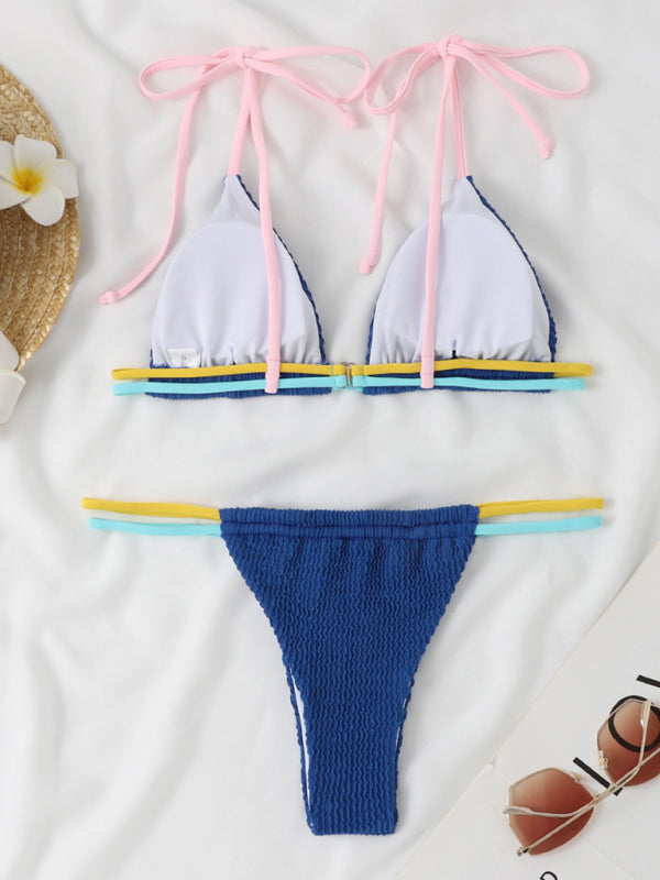 Sexy Brazilian-cut Two-Piece Colorful Multi-String Bikini Swimsuit