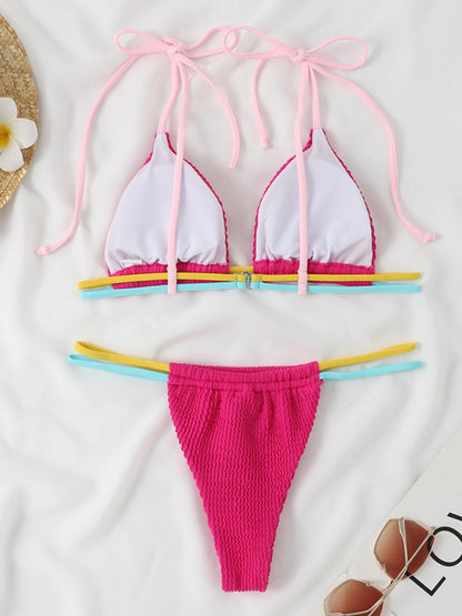 Sexy Brazilian-cut Two-Piece Colorful Multi-String Bikini Swimsuit