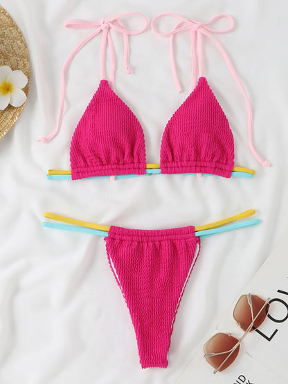 Sexy Brazilian-cut Two-Piece Colorful Multi-String Bikini Swimsuit