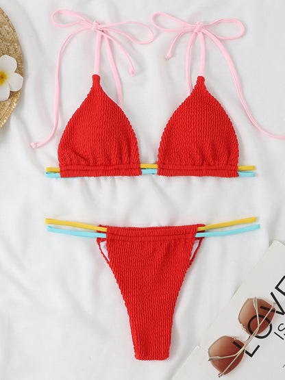 Sexy Brazilian-cut Two-Piece Colorful Multi-String Bikini Swimsuit