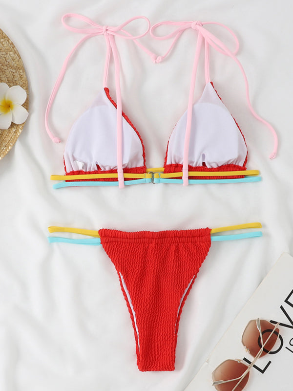 Sexy Brazilian-cut Two-Piece Colorful Multi-String Bikini Swimsuit