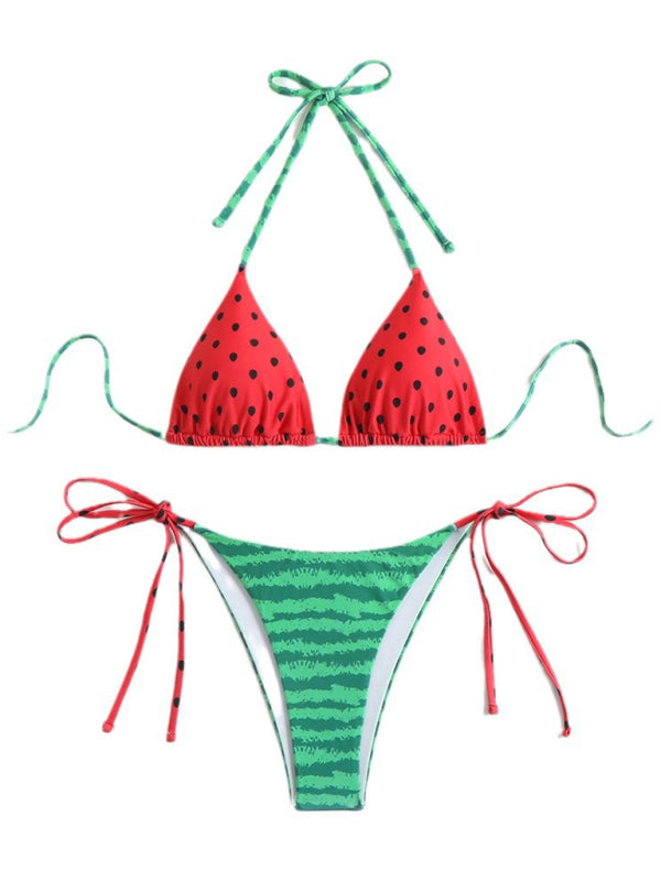 Side Tie Watermelon Print Bikini Swimsuit