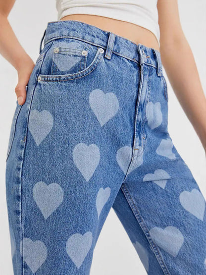 Retro Love Loose Fashion Straight Jeans