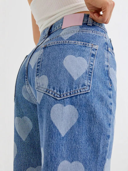 Retro Love Loose Fashion Straight Jeans