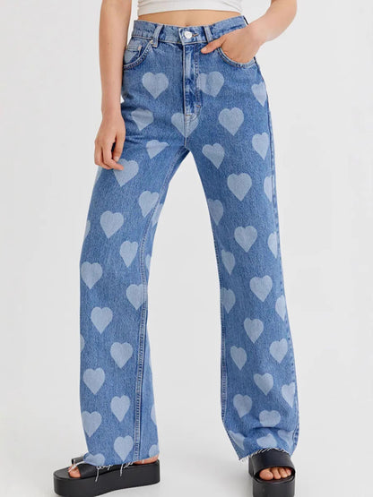 Retro Love Loose Fashion Straight Jeans