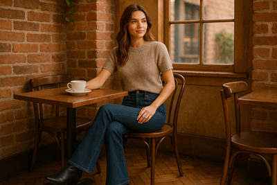 Coffee Shop Casual - Bootcut Jeans Weekend Style